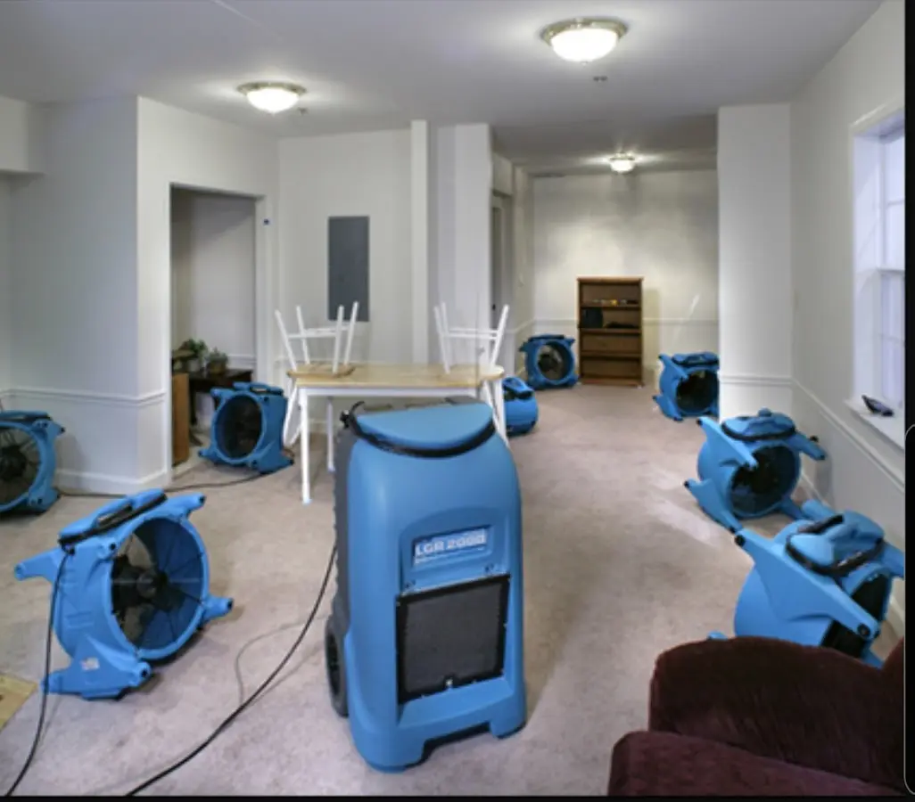 Air movers and dehumidifier setup for Water Damage Restoration in Colonial Heights